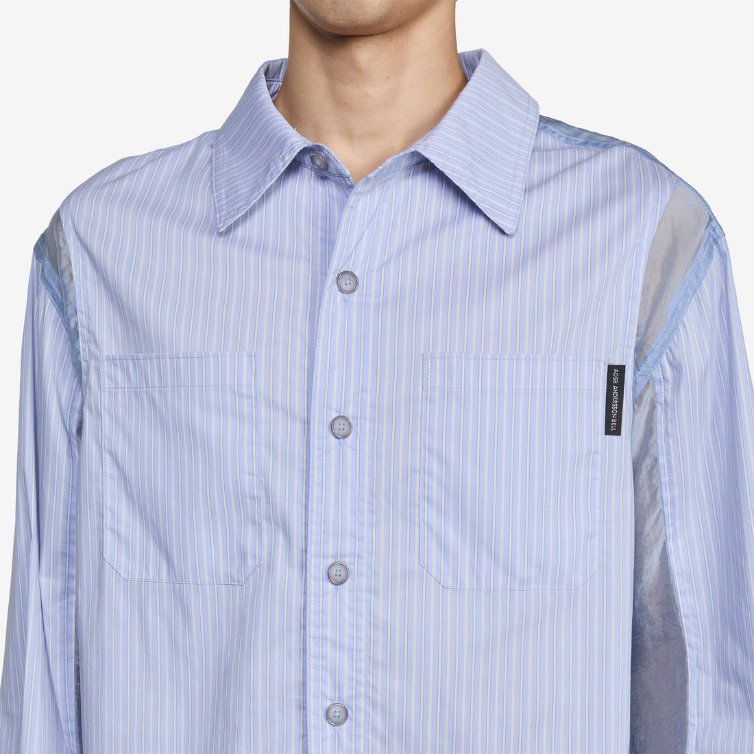 Aprol Organza Panel Shirt Sky Blue Shirts