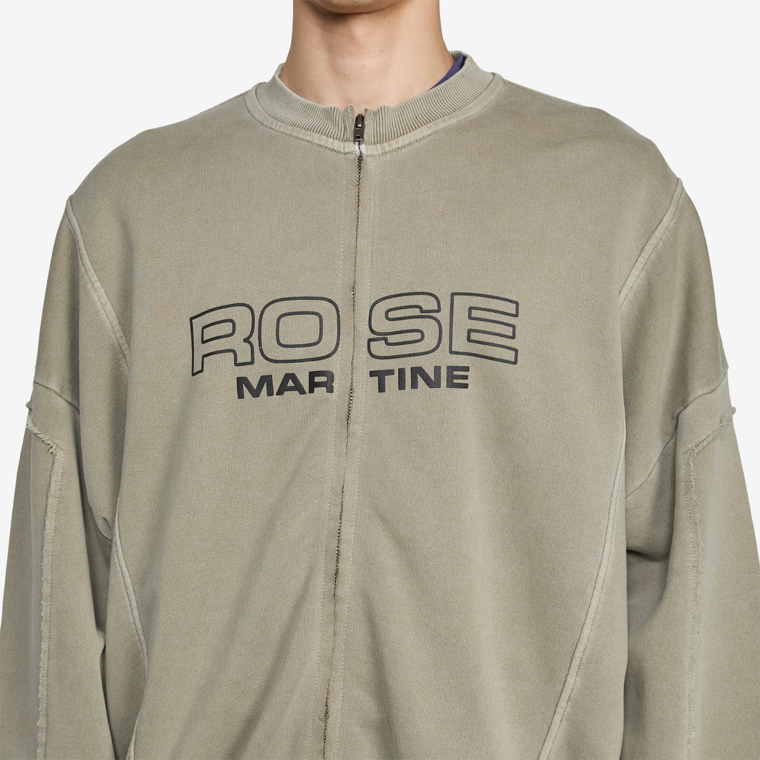 Zip Up Crew Washed Sage Green Jumpers
