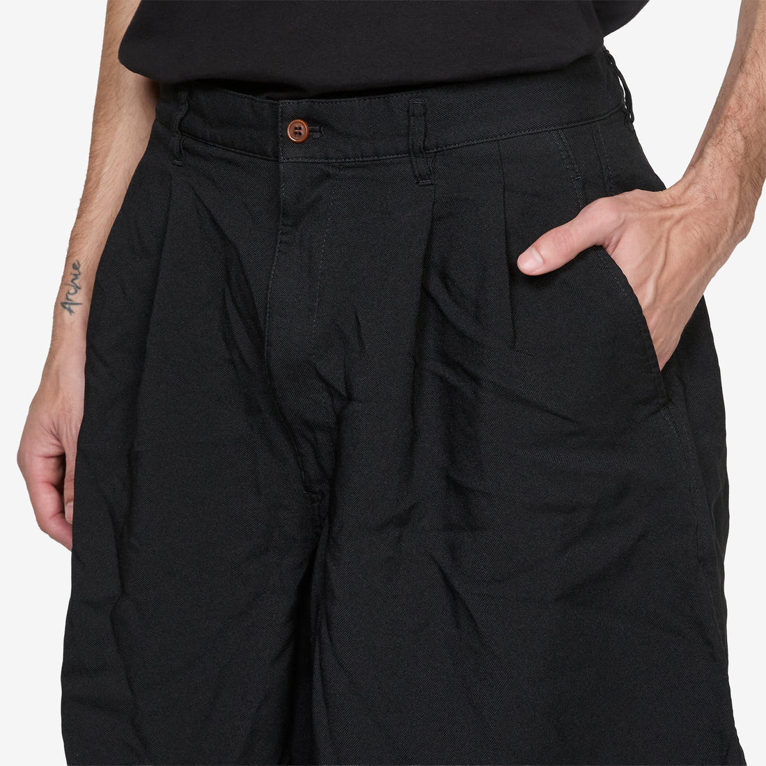 Pleated Wide Leg Shorts Black Shorts