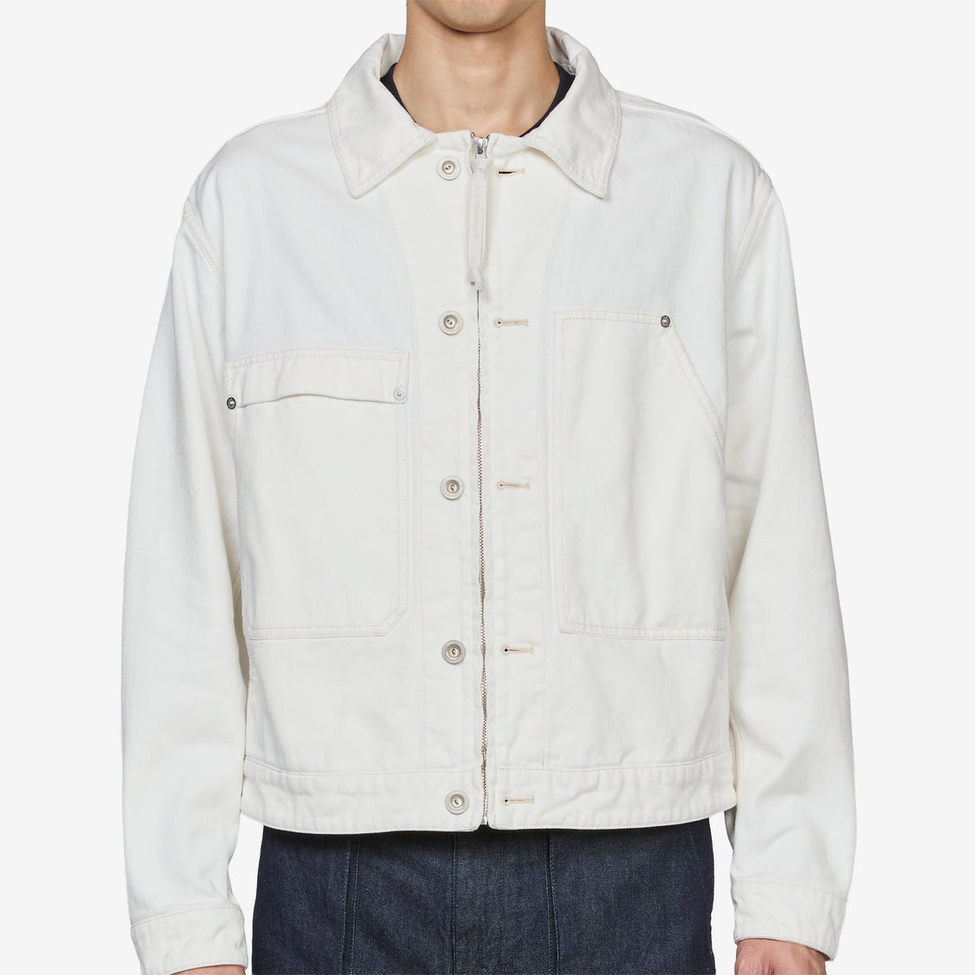 Bull Denim Zip Jacket Gauze White Jackets