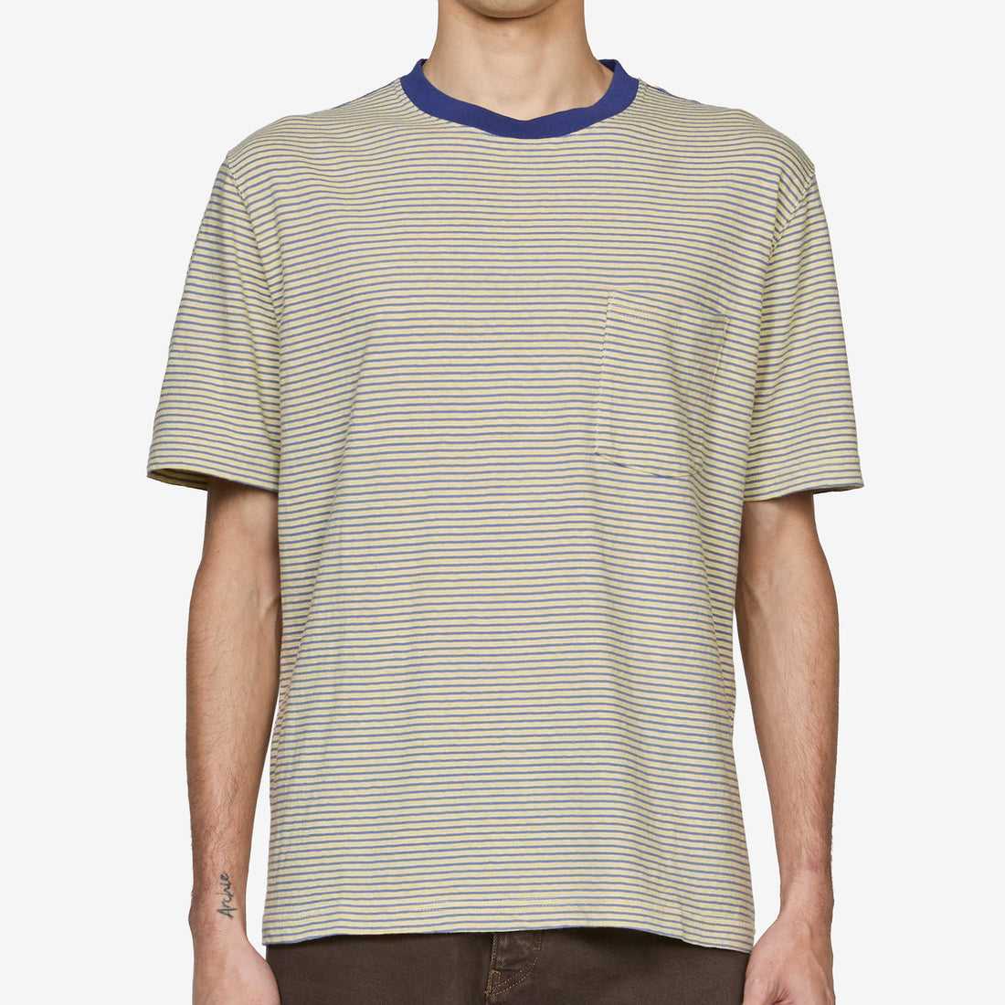 Pocket T-Shirt Multi Stripe 3 Yellow Tees