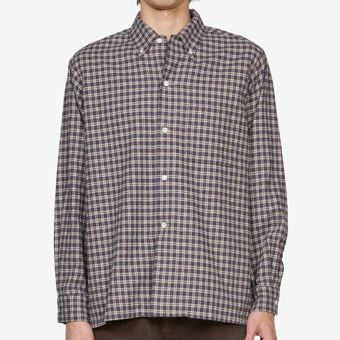 Open B.D. Indigo Dobby Plaid Shirt Blue Shirts