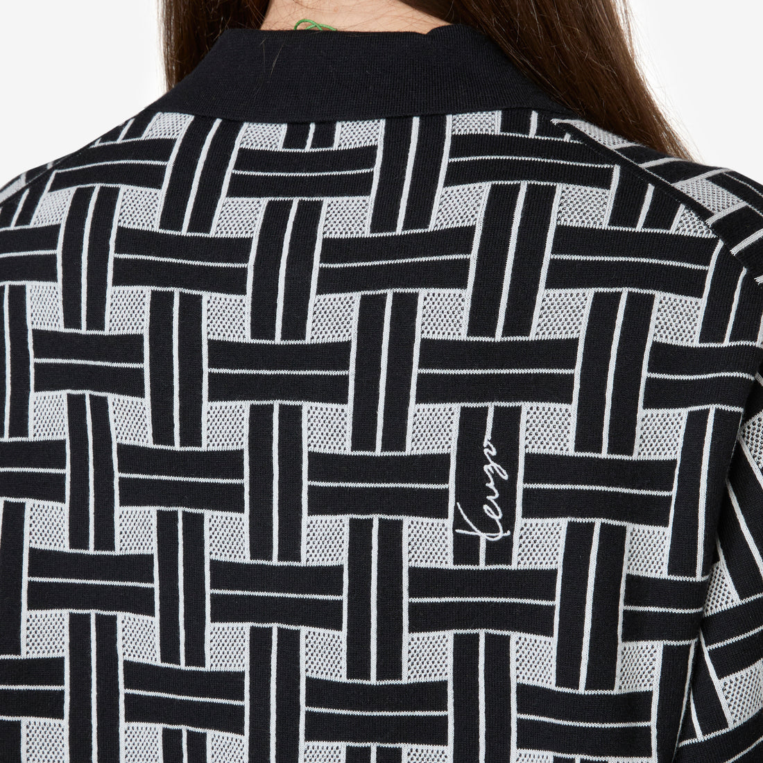 'KENZO Weave' Embroidered Polo Black Shirts