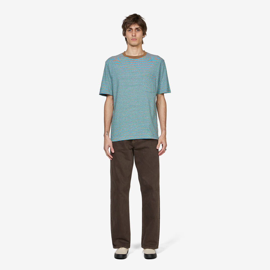 Pocket T-Shirt Multi Stripe 3 Sax Tees