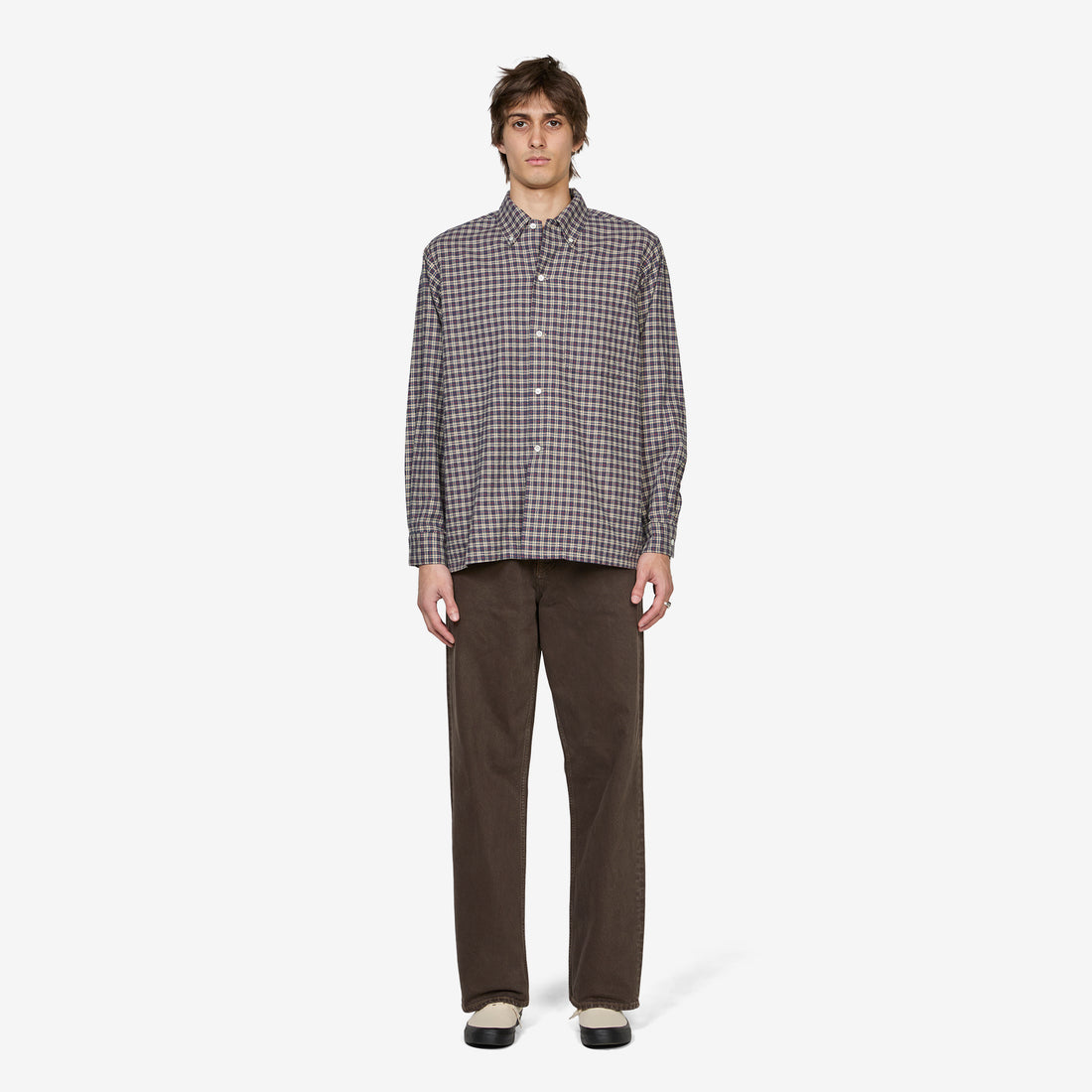 Open B.D. Indigo Dobby Plaid Shirt Blue Shirts