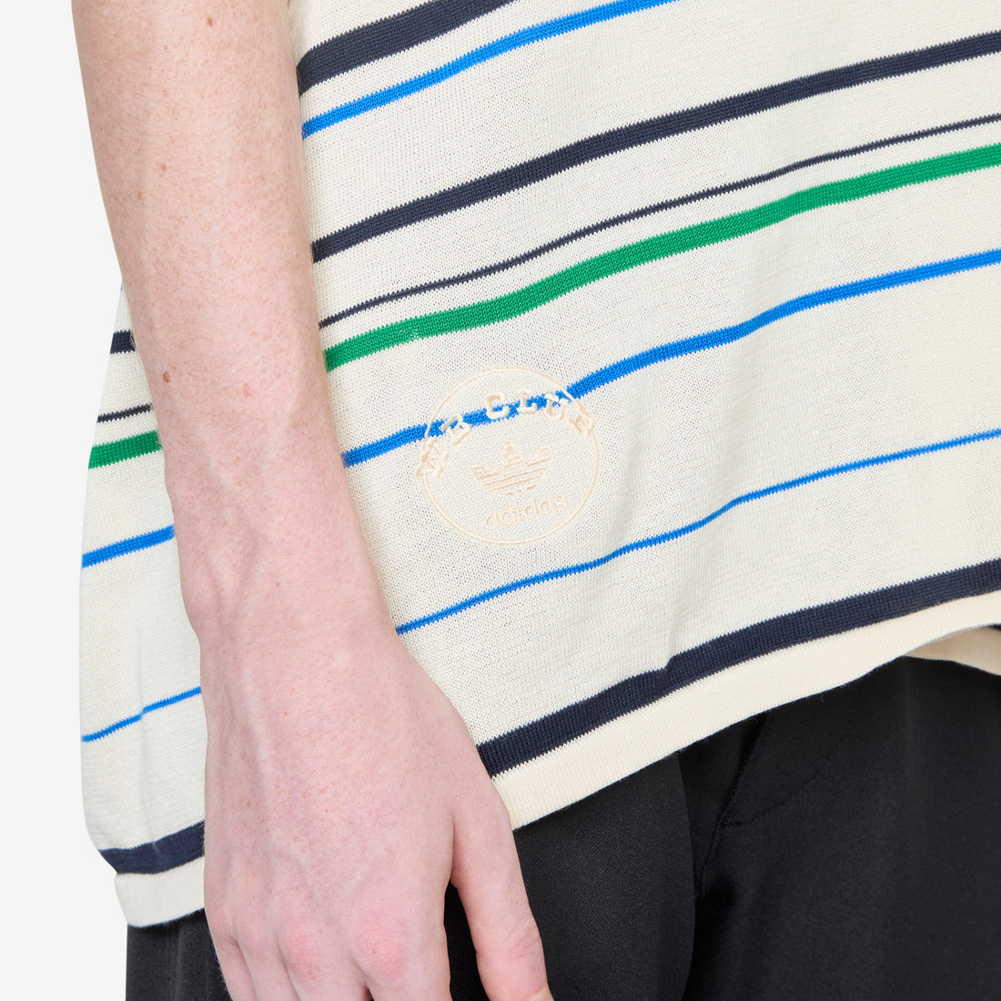 Wales Bonner x Knit Polo Shirt Wonder White | Green | Bluebird Shirts