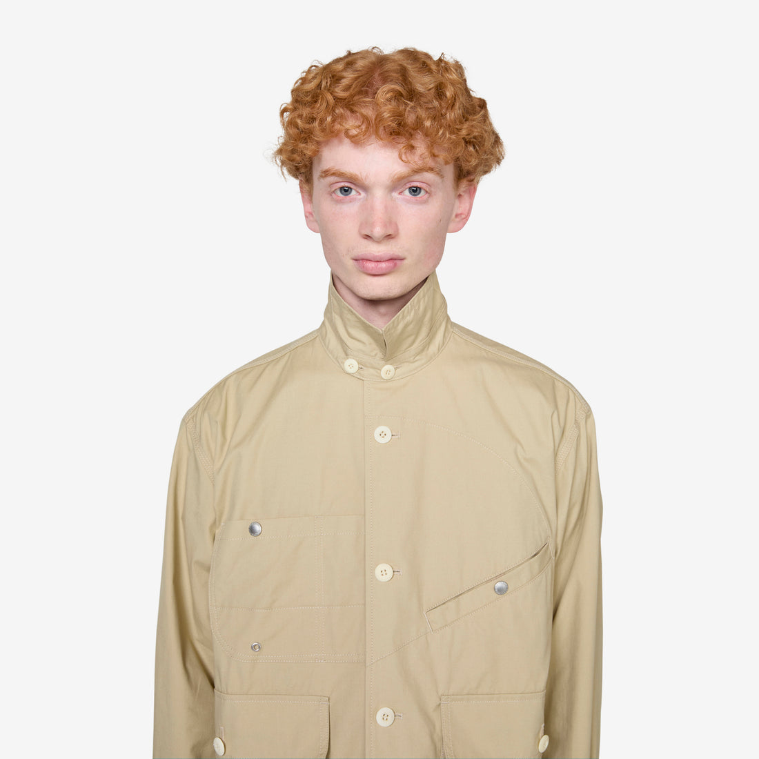 Multi-Pocket Over Shirt Beige Jackets
