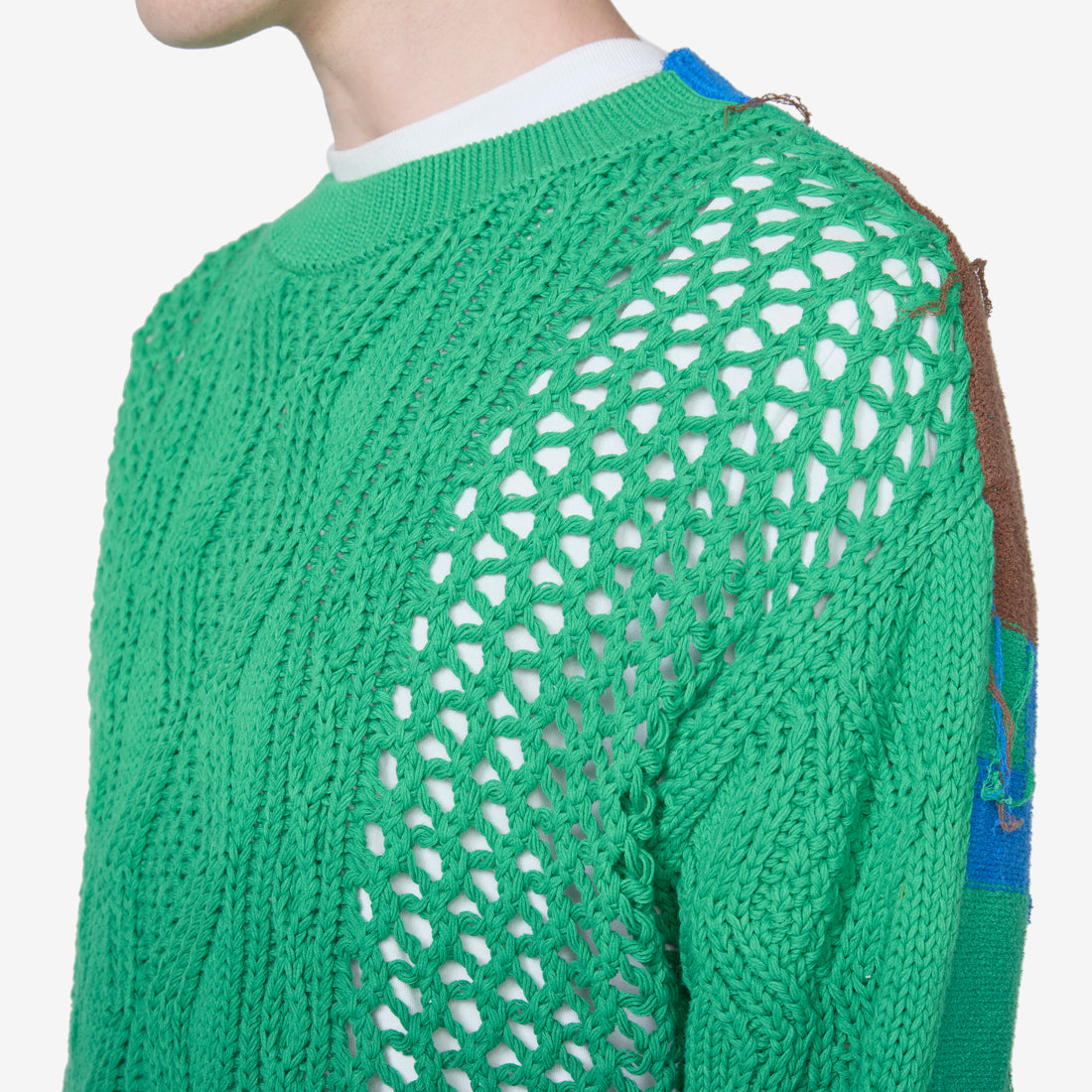 Fisherman Intarsia Crewneck Sweater Green Jumpers