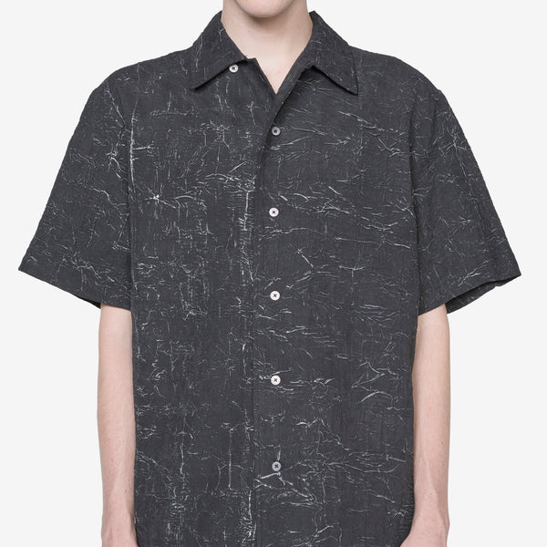 Wrinkle Bowling Short Sleeve Shirt Black