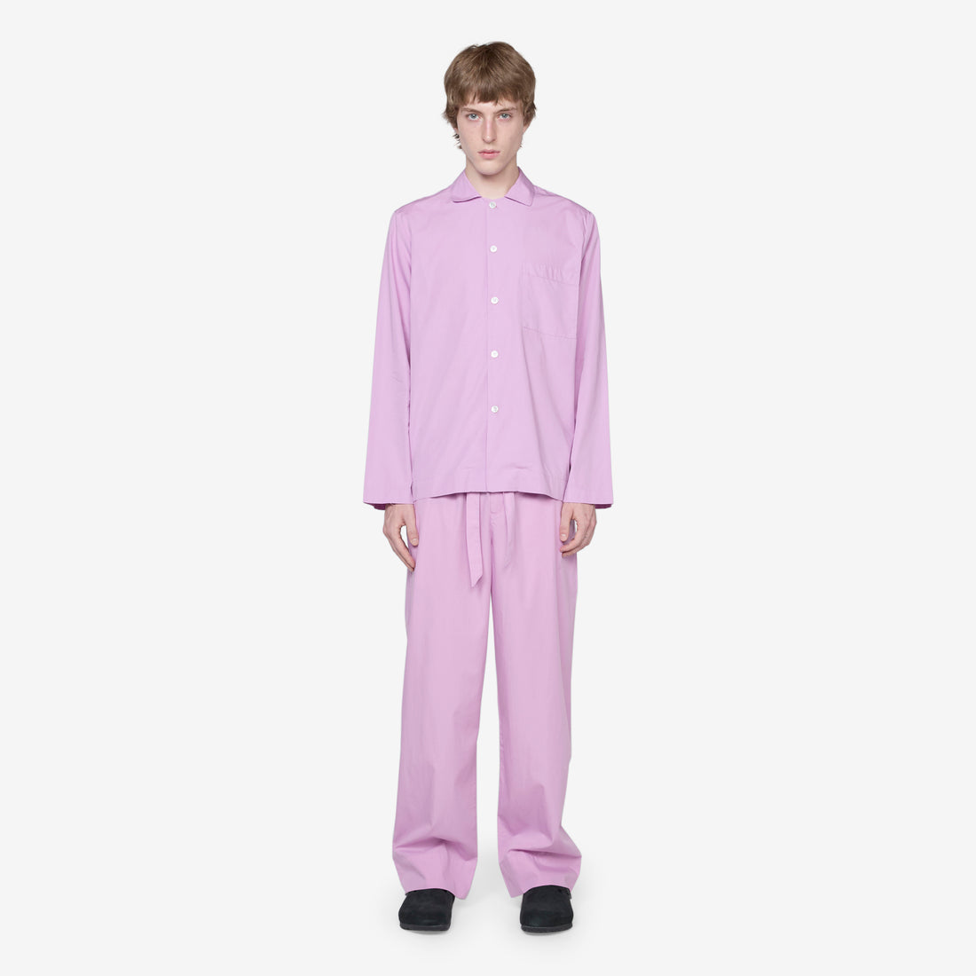 Cotton Poplin Pyjama Shirt Purple Pink Shirts