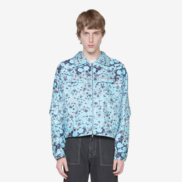 Fabrian Flower Zip-Up Jacket Sky Blue – Above The Clouds