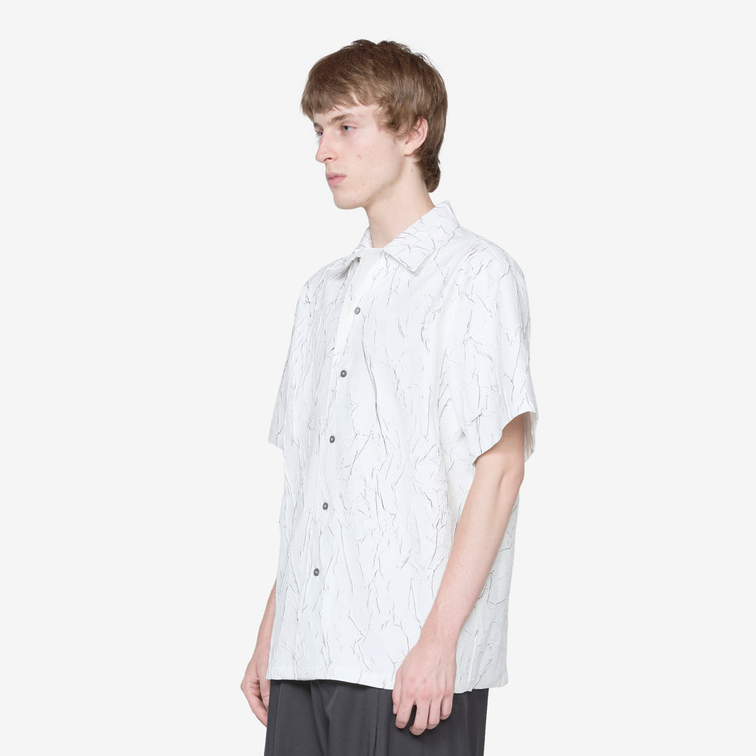 Wrinkle Bowling Short Sleeve Shirt White Shirts
