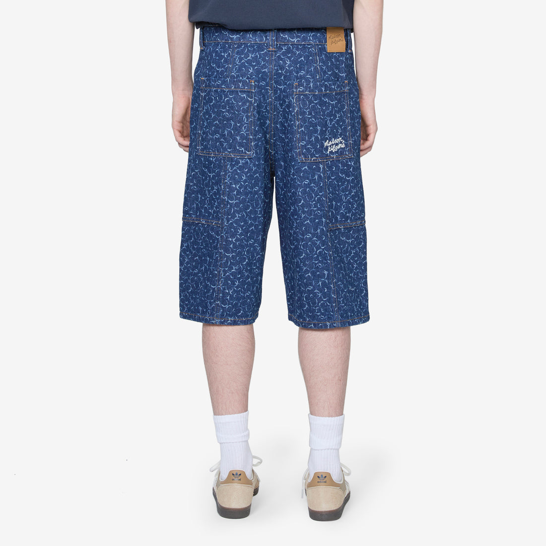 Denim Workwear Bermuda Laser Print Pants