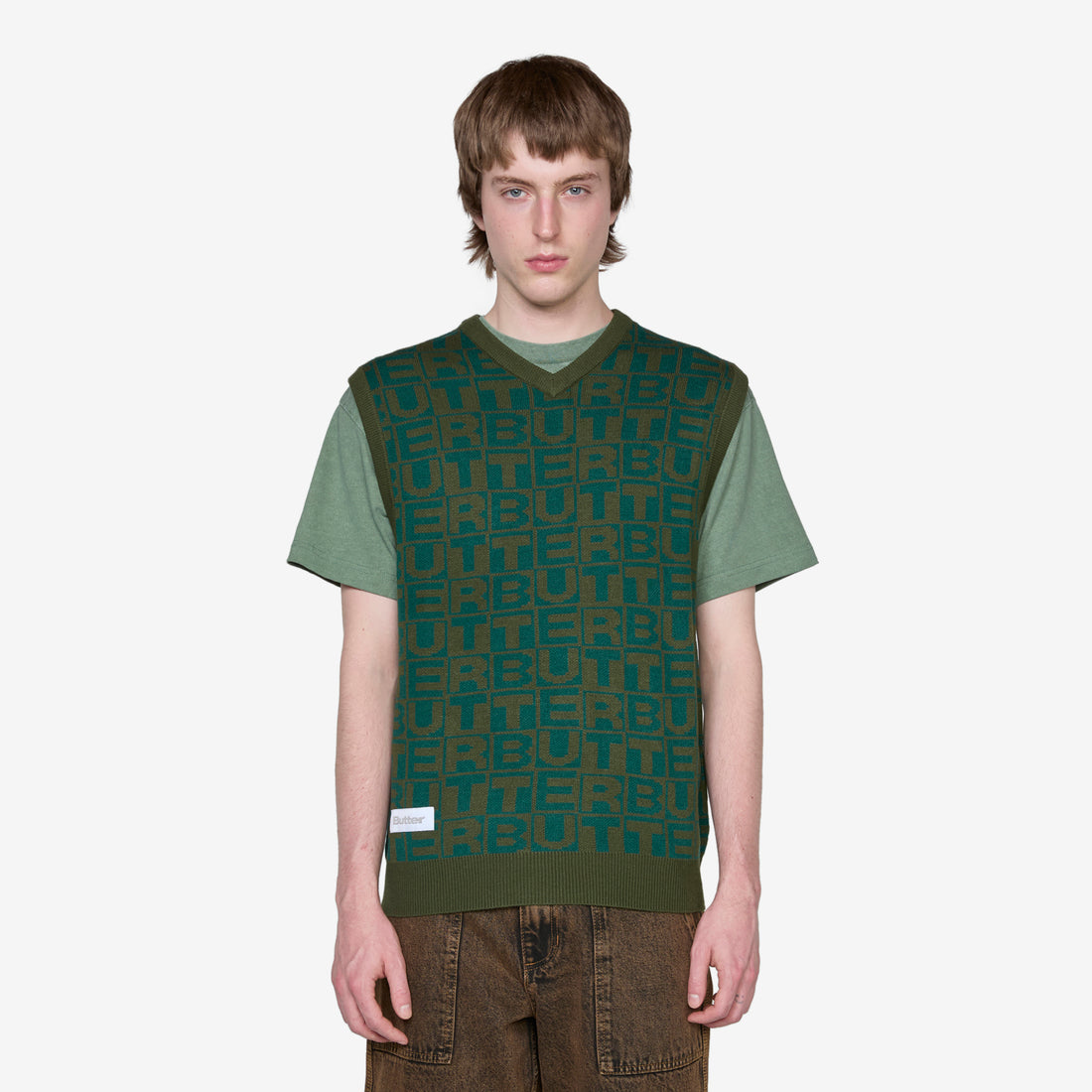 Tiles Knitted Vest Green Jumpers