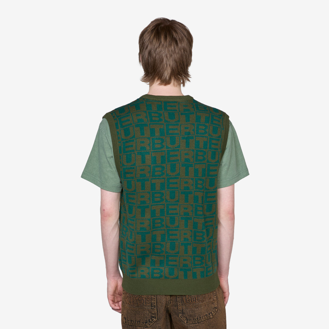 Tiles Knitted Vest Green Jumpers