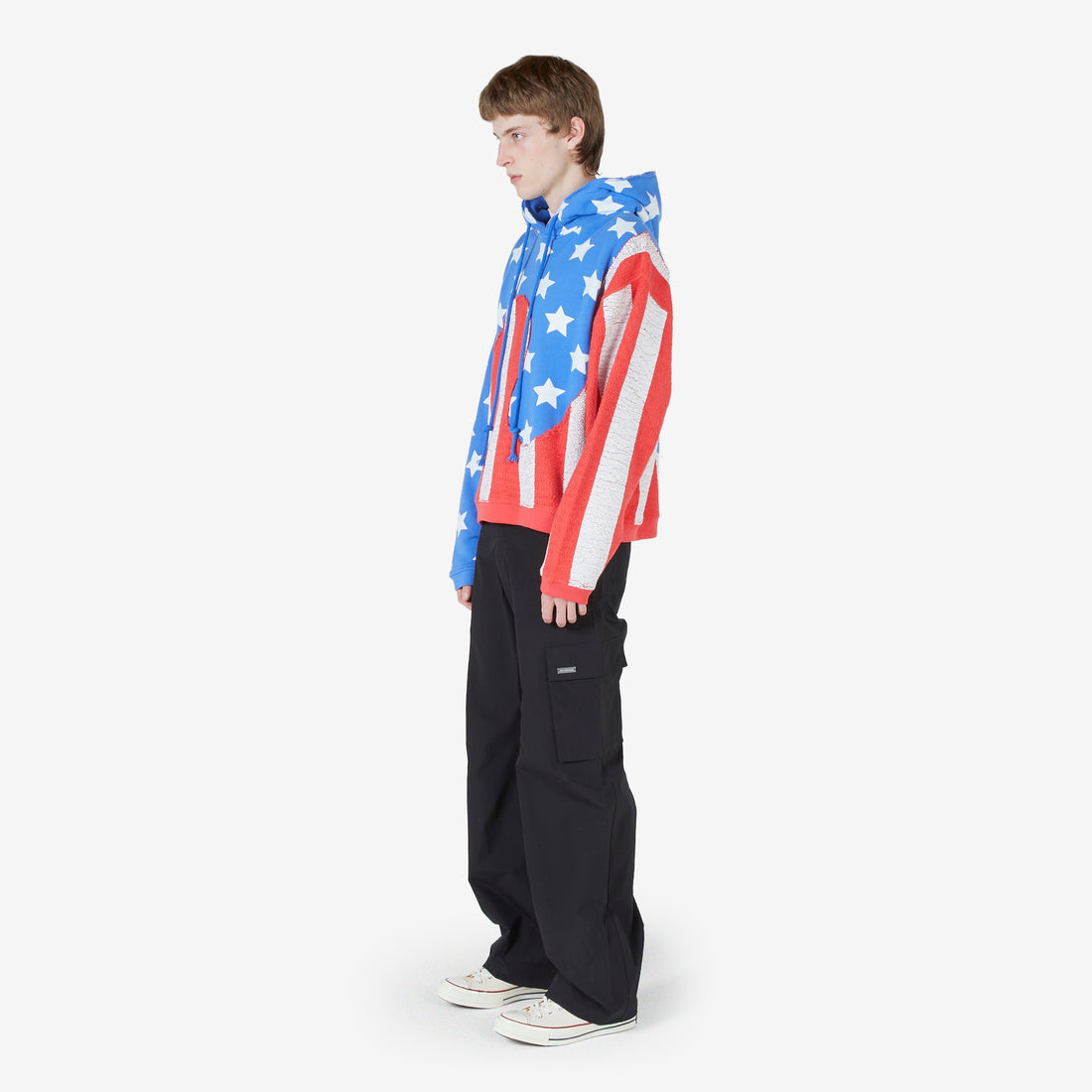 Unisex Stars and Stripes Swirl Hoodie Blue Jumpers