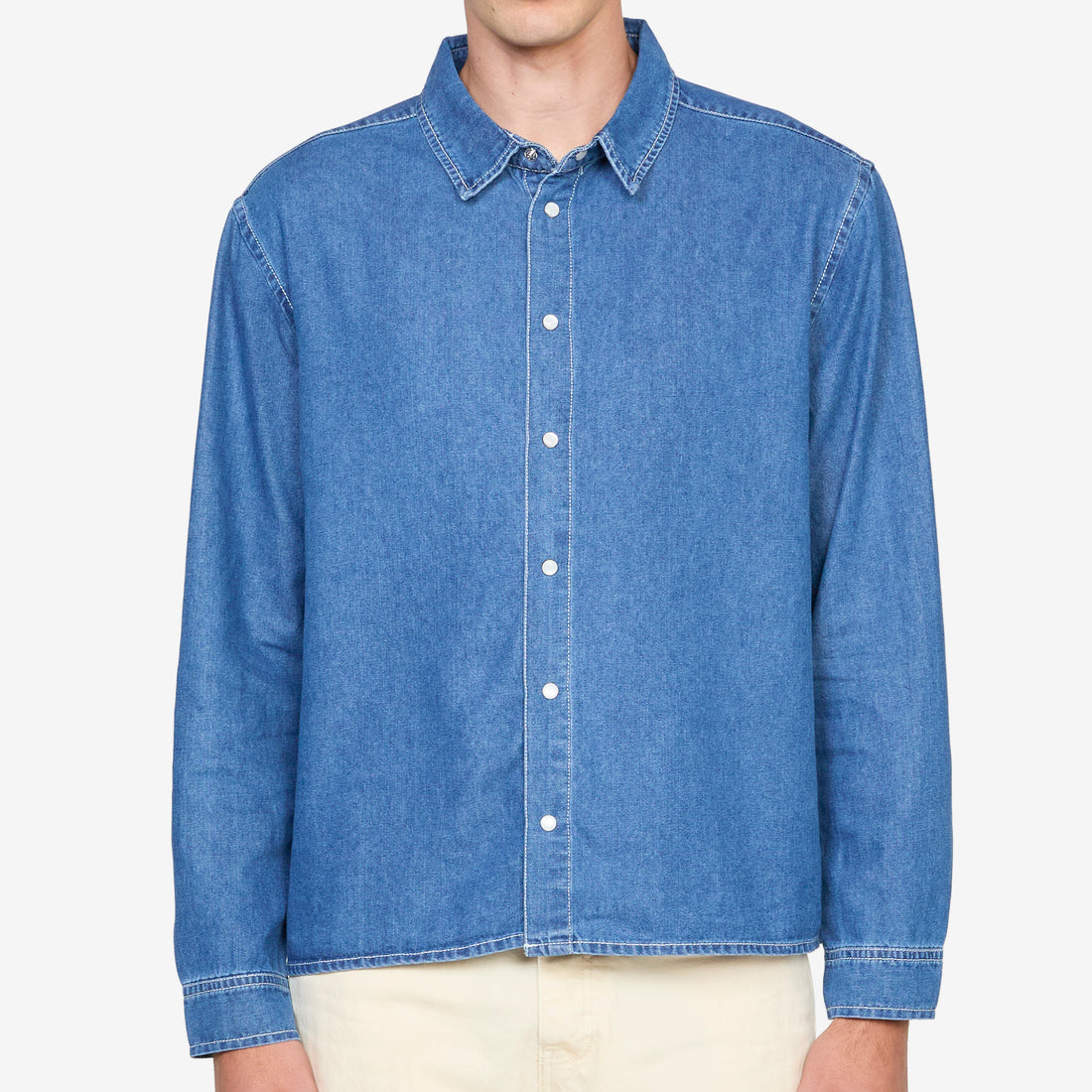 Applique Logo Denim Shirt Rinsed Denim Shirts