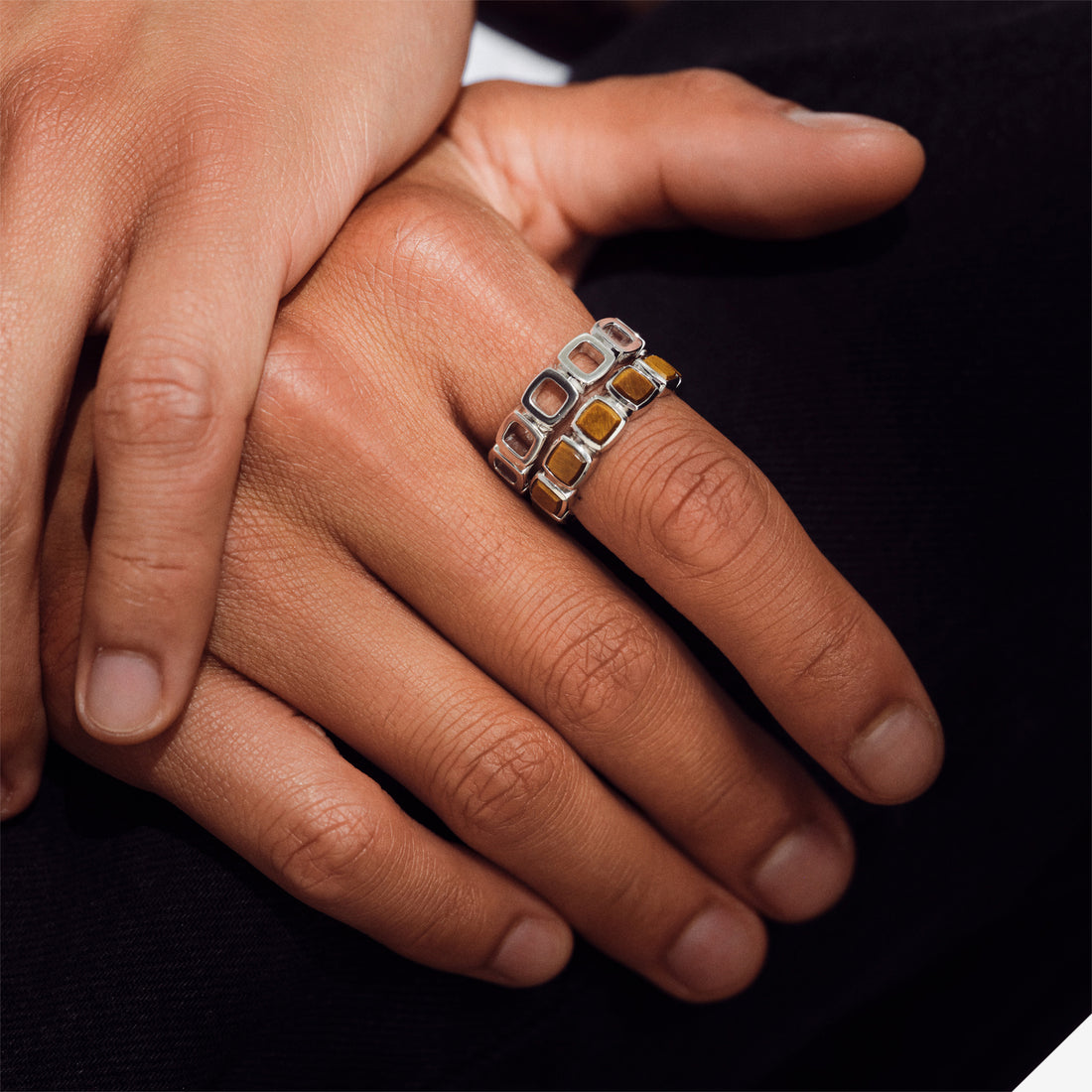 Cushion Band Tiger Eye (M) Silver Jewellery