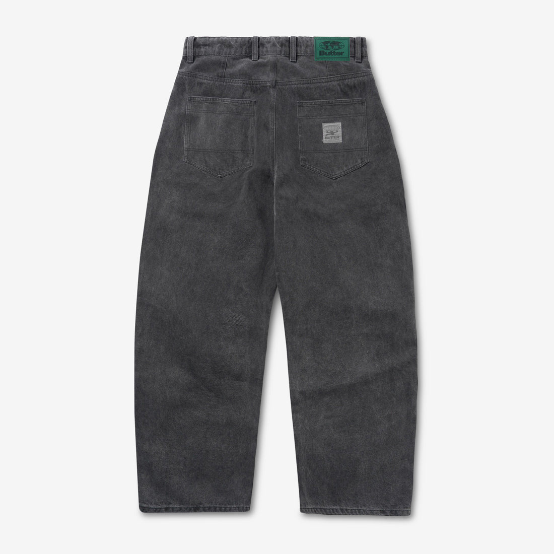 Wide Cut Denim Jeans Rinsed Black Pants