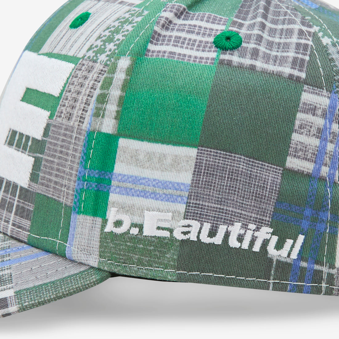 B.E Hat Green Mix Checker Headwear