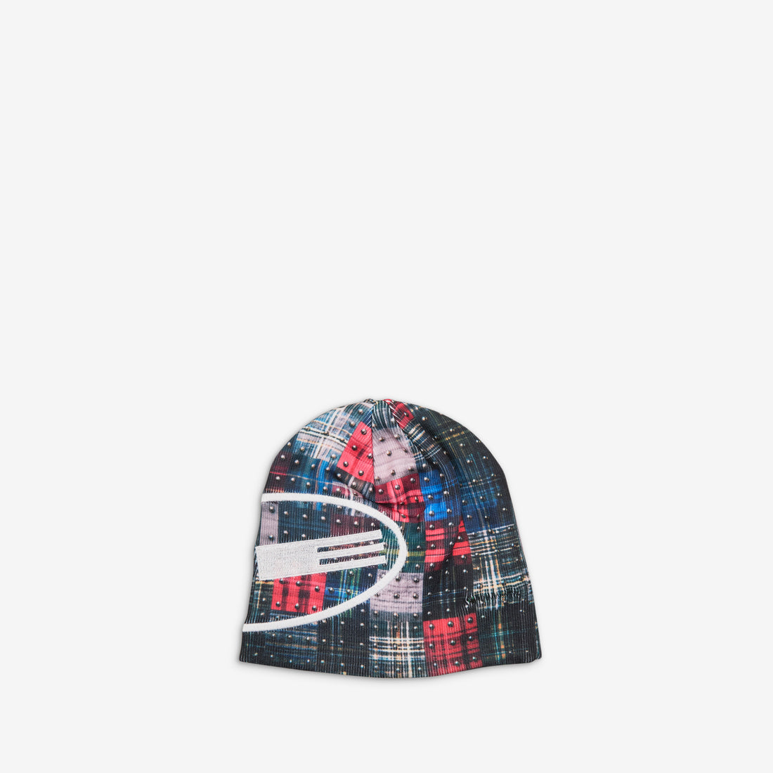 Studded Plaid Beanie Multi Headwear