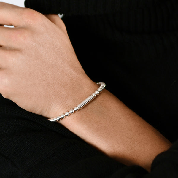 アクセサリー Le Gramme bracelet le beads le 25g 25g Brushed Sterling Silver Beads Bracelet – Above The Clouds