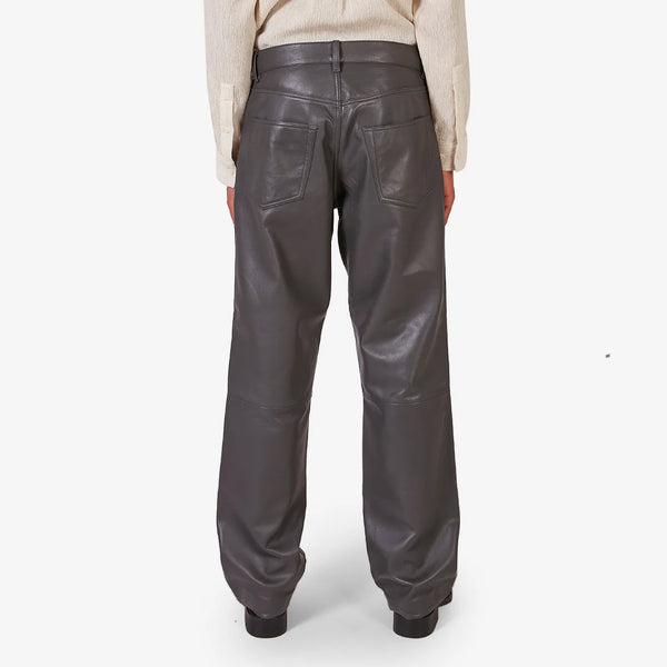 Loose Leather Pant Grey