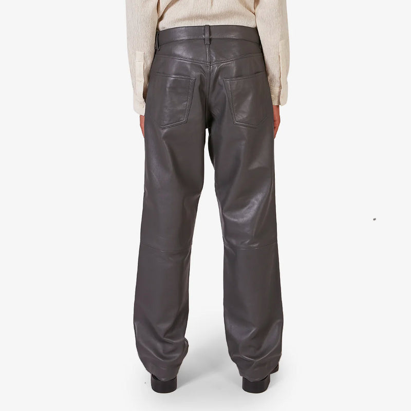 Loose Leather Pant Grey