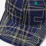 Vapor 6 Panel Hat Navy Plaid | Highlighter
