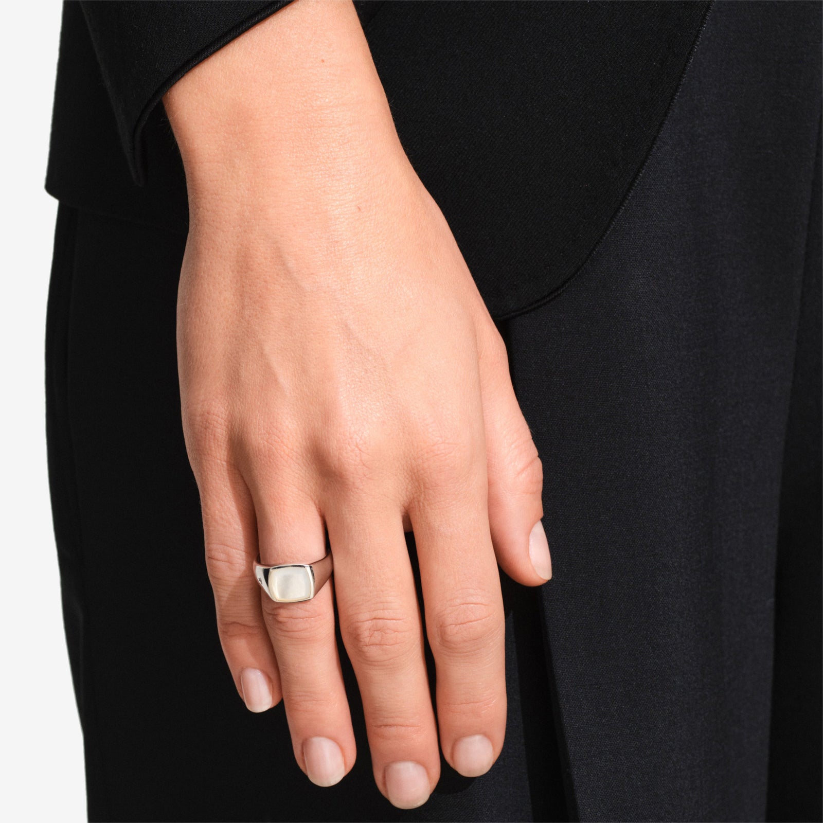 Kay Ring White Mother of Pearl Silver Above The Clouds