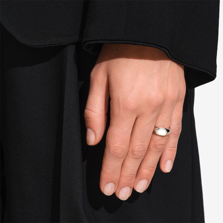 Joe Ring White Mother of Pearl Silver