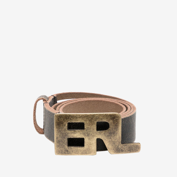 Unisex Metal Logo Belt Black