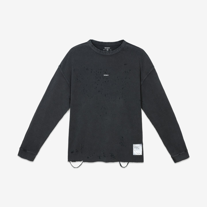 MothTech™ Waffle Long T-Shirt Aged Black Front