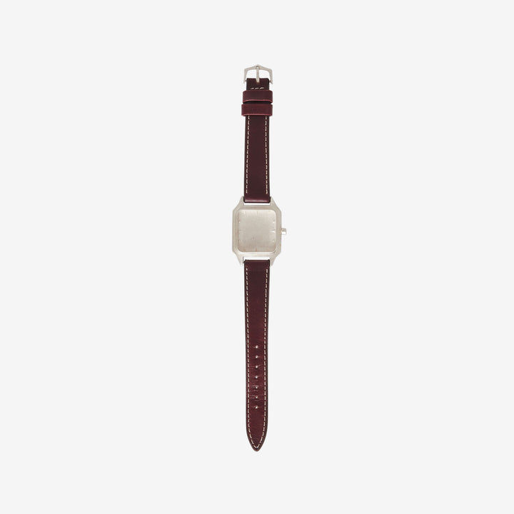No Time Watch Sterling Silver | Burgundy Strap Front