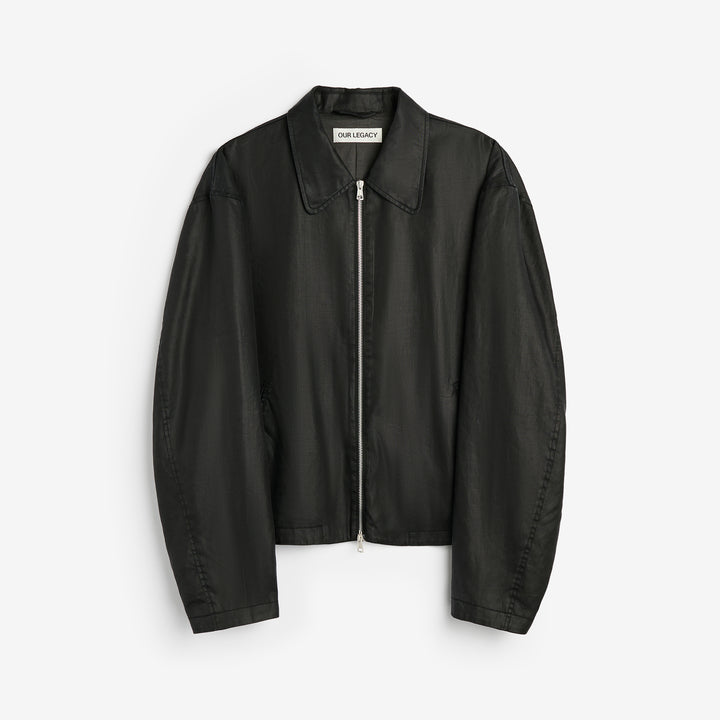 Mini Jacket Worker Lacquer Black Mirror Tencel Front