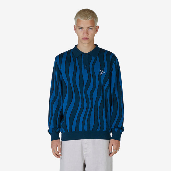 Aqua Weed Waves Knitted Polo Shirt Multi