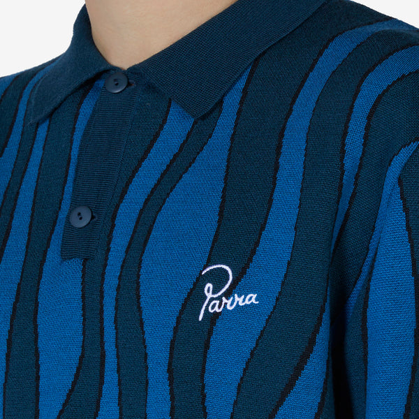 Aqua Weed Waves Knitted Polo Shirt Multi