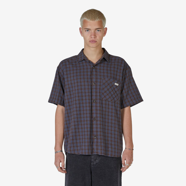 Mitchell Poplin Shirt Brown | Blue