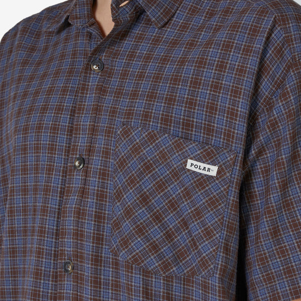 Mitchell Poplin Shirt Brown | Blue