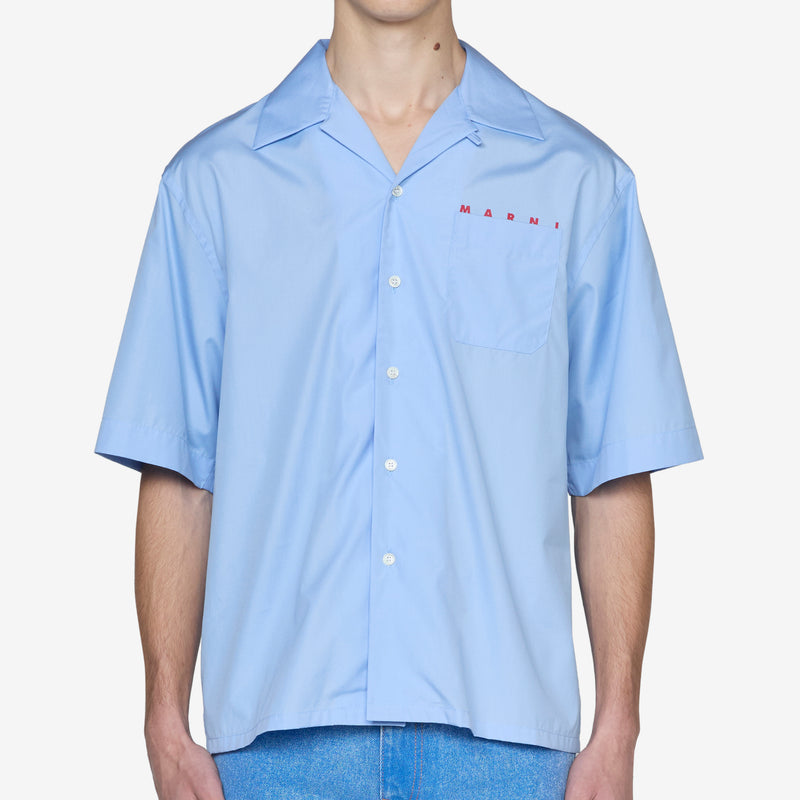 Hidden Logo Bowling Shirt Iris Blue Shirts