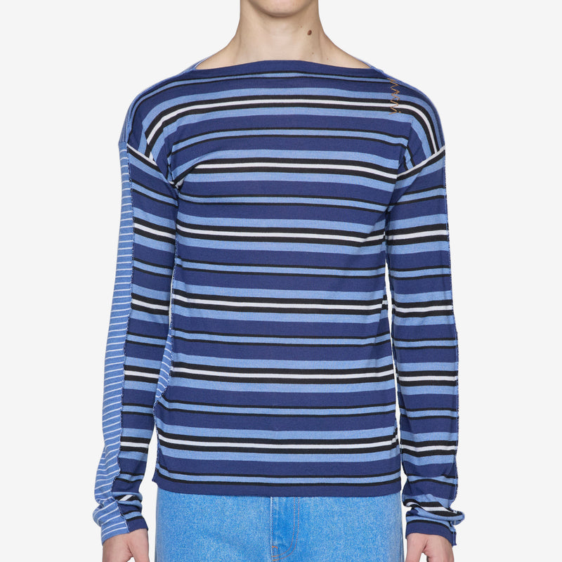 Striped Boat Neck Sweater Ink Jumpers