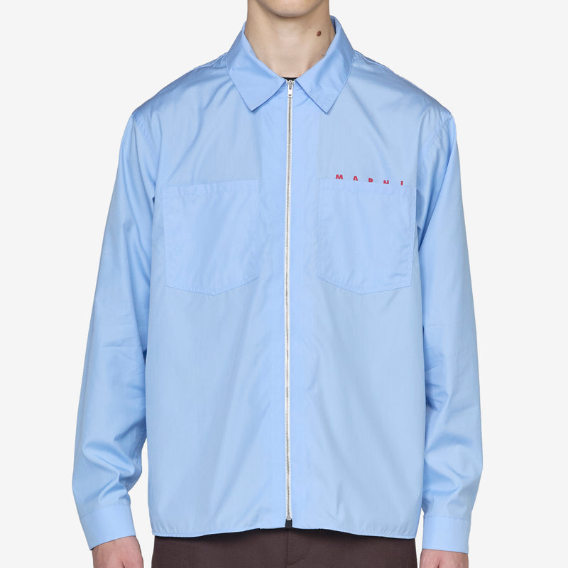 Hidden Logo Zip Shirt Iris Blue Shirts