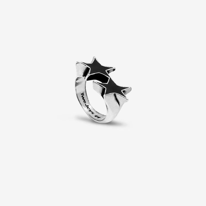 Enameled Icon Single Ring Black