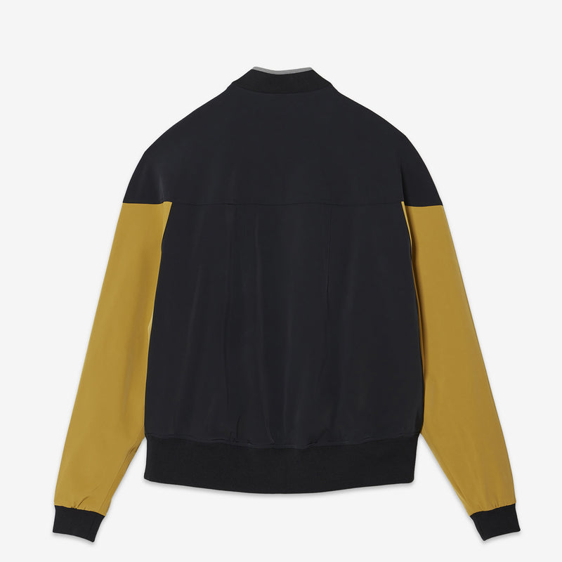 ASICS NOVALIS Liatrisory Bomber Jacket Obsidian Black | Medallion Yellow