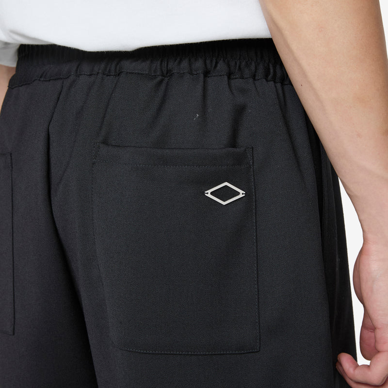 Wool Elasticated Wide Leg Cargo Short Black Shorts