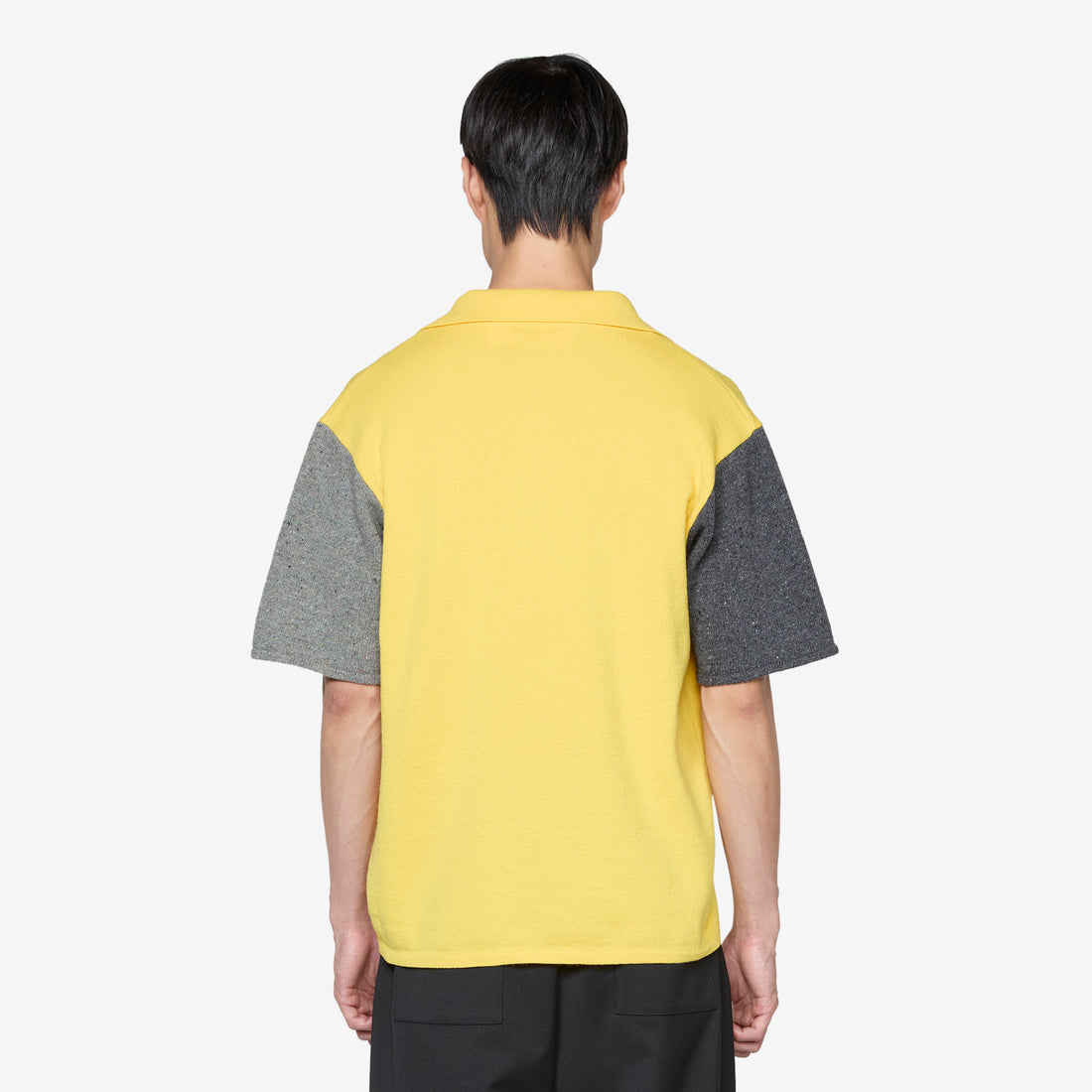 Bicolour Polo Shirt with Logo Embroidery Yellow Shirts