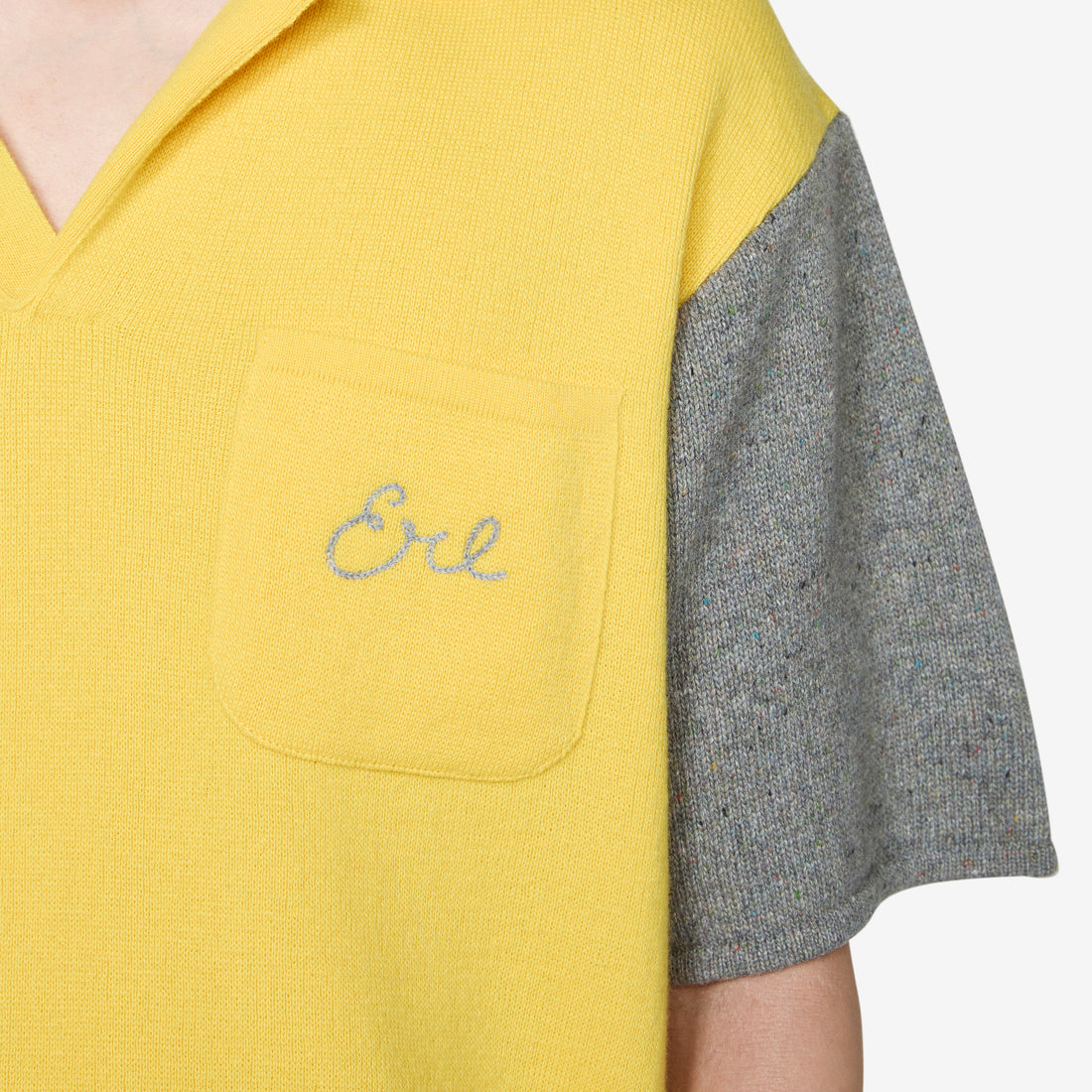 Bicolour Polo Shirt with Logo Embroidery Yellow Shirts