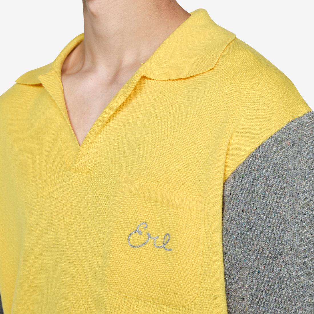 Bicolour Polo Shirt with Logo Embroidery Yellow Shirts