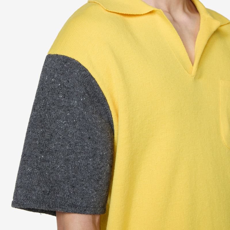 Unisex Bicolour Polo Shirt with Logo Embroidery Yellow