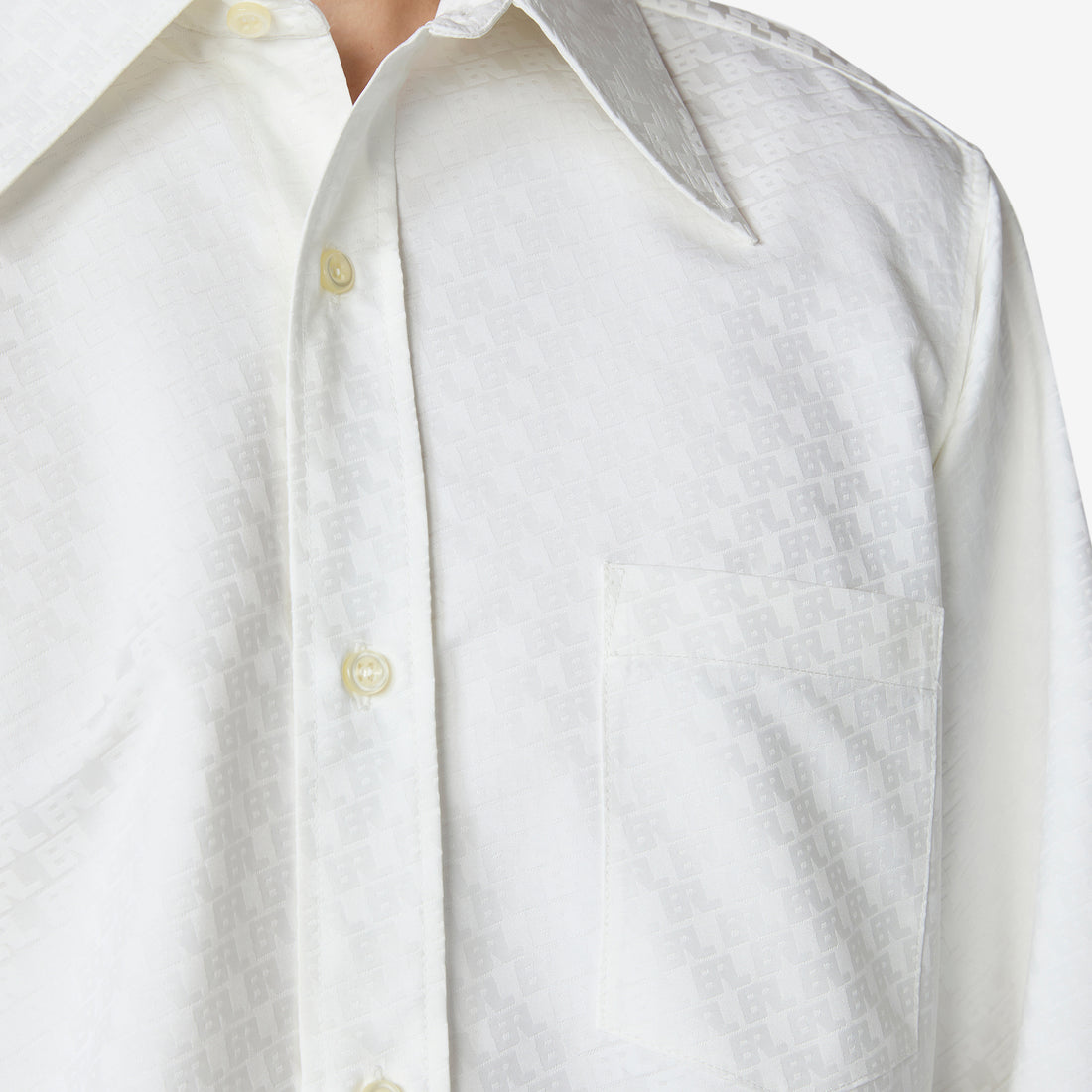 Printed Button Up Shirt Natural White Tees